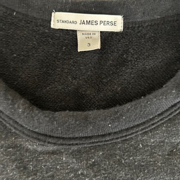 James Perse Standard Shirt Mens 3 Black Heather Raglan LS Supima Cotton - Picture 5 of 10
